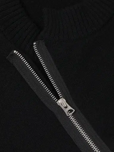 Sacai Men's Wool Zip-Front Cardigan - Black - Size Large | Thumbnail 6