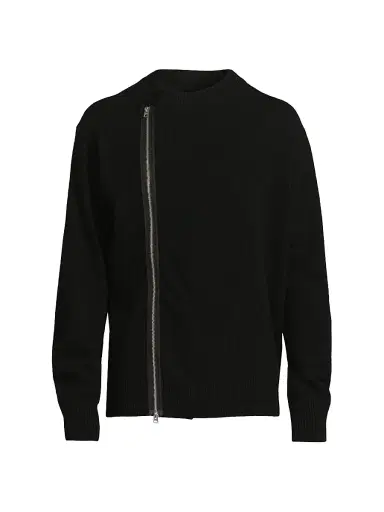 Sacai Men's Wool Zip-Front Cardigan - Black - Size Large | Thumbnail 1