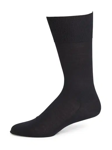 FALKE Men's No. 6 Finest Merino & Silk Socks - Navy - Size 9.5 | Thumbnail 1