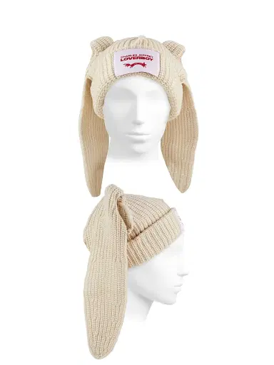 Charles Jeffrey Loverboy Men's Chunky Rabbit Beanie - Ecru | Thumbnail 3
