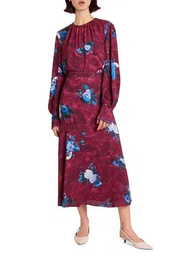 Erdem Women's Floral A-Line Midi-Skirt - Abstract Rose Mulberry Red - Size 2 | Thumbnail 2