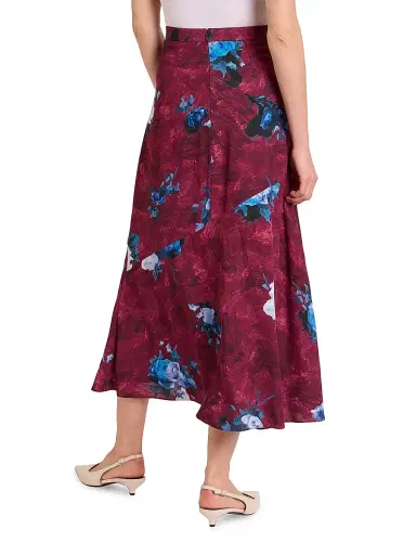 Erdem Women's Floral A-Line Midi-Skirt - Abstract Rose Mulberry Red - Size 2 | Thumbnail 5