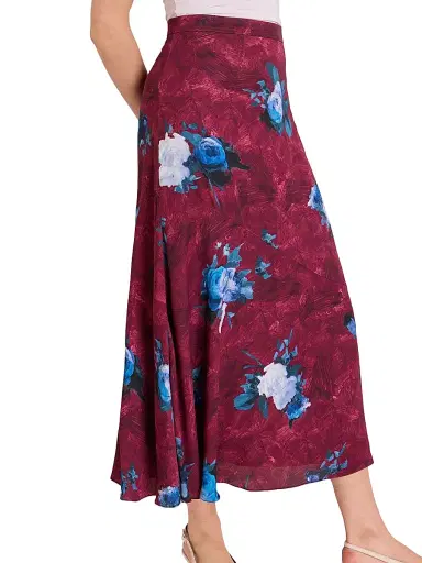 Erdem Women's Floral A-Line Midi-Skirt - Abstract Rose Mulberry Red - Size 2 | Thumbnail 6