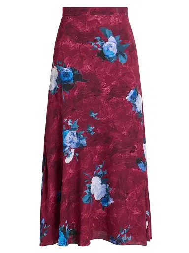Erdem Women's Floral A-Line Midi-Skirt - Abstract Rose Mulberry Red - Size 2 | Thumbnail 1
