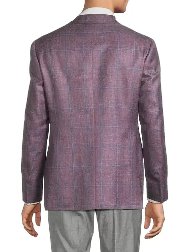 Canali Men's Windowpane Plaid Wool-Silk-Linen Sport Coat - Purple - Size 38 | Thumbnail 5 Canali Men's Windowpane Plaid Wool-Silk-Linen Sport Coat - Purple - Size 38 | Thumbnail 5