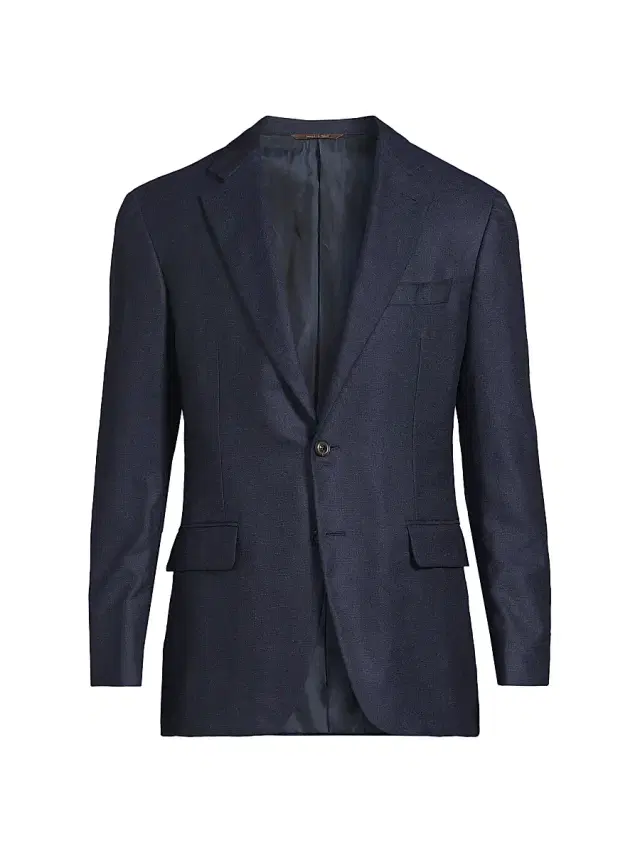 Canali Men's Solid Silk-Cashmere Sport Coat - Dark Blue