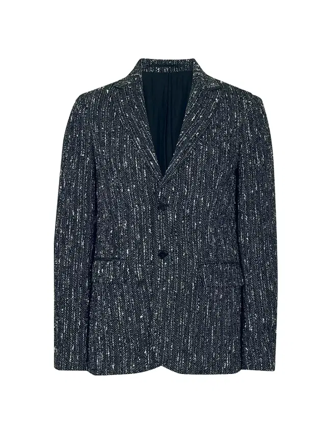 AllSaints Men's Argyll Cotton & Wool-Blend Bouclé Two-Button Blazer - Black White