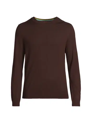 Paul Smith Men's Wool Crewneck Sweater - Very Dark Red | Thumbnail 1 Paul Smith Men's Wool Crewneck Sweater - Very Dark Red | Thumbnail 1