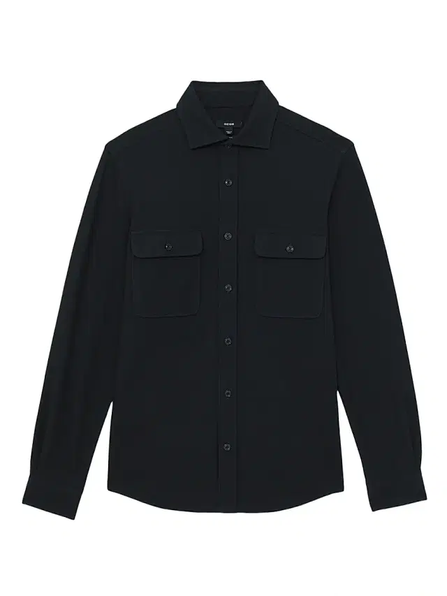 Reiss Men's Forsithe Textured Cotton-Blend Overshirt - Navy