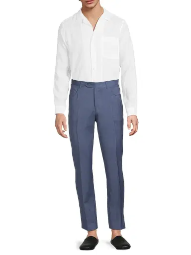 Canali Men's Linen Modern Fit Shirt - White | Thumbnail 2