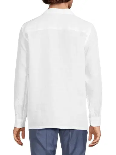 Canali Men's Linen Modern Fit Shirt - White | Thumbnail 5
