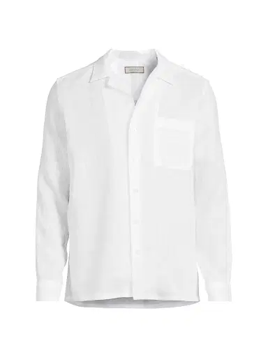 Canali Men's Linen Modern Fit Shirt - White | Thumbnail 1