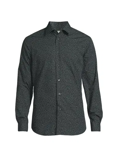 Paul Smith Men's Floral Cotton Tailored Button-Front Shirt - Navy - Size 16.5 | Thumbnail 1