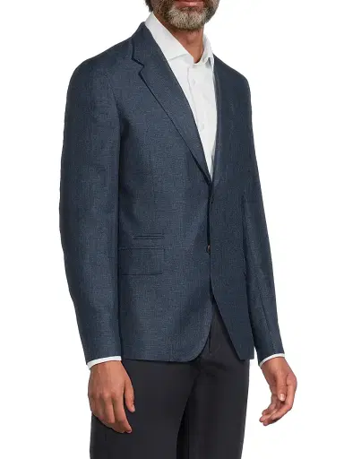 Paul Smith Men's Linen-Wool Two-Button Jacket - Navy | Thumbnail 4 Paul Smith Men's Linen-Wool Two-Button Jacket - Navy | Thumbnail 4