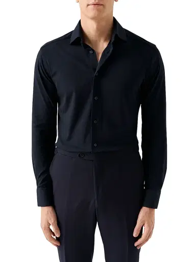 Eton Men's Slim-Fit Solid 4Flex Shirt - Navy - Size 17.5 | Thumbnail 2 Eton Men's Slim-Fit Solid 4Flex Shirt - Navy - Size 17.5 | Thumbnail 2