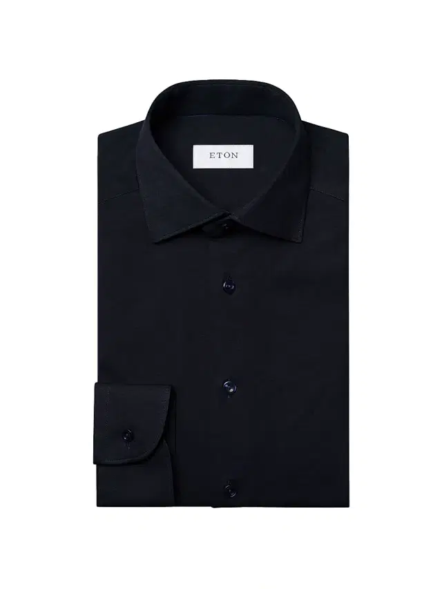 Eton Men's Slim-Fit Solid 4Flex Shirt - Navy
