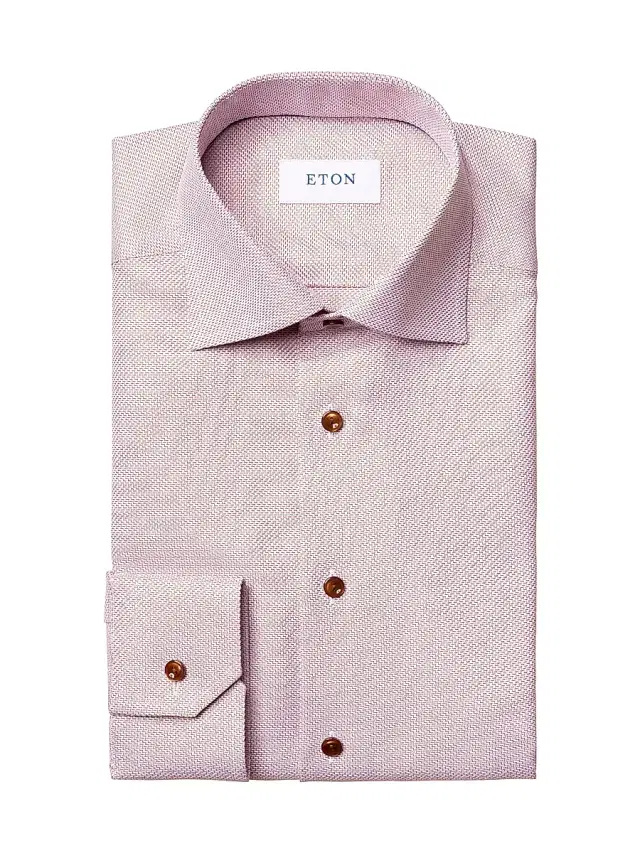 Eton Men's Classic-Fit Textured Solid Button-Front Shirt - Red