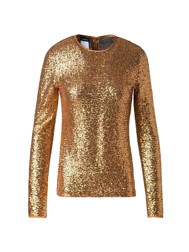 Akris Women's Sequined Jersey Top - Gold
