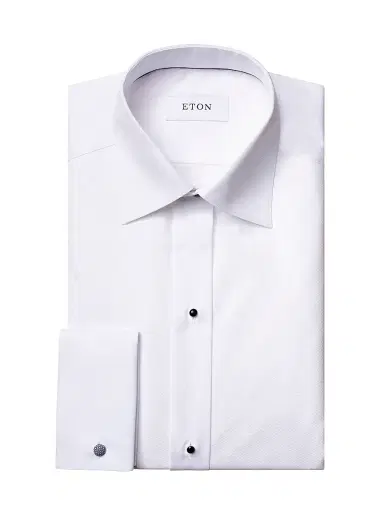 Eton Men's Classic-Fit Pique Bib-Front Formal Shirt - White - Size 17.5 | Thumbnail 1