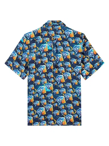 Vilebrequin Men's Piranhas Linen Camp Shirt - Bleu Marine | Thumbnail 3