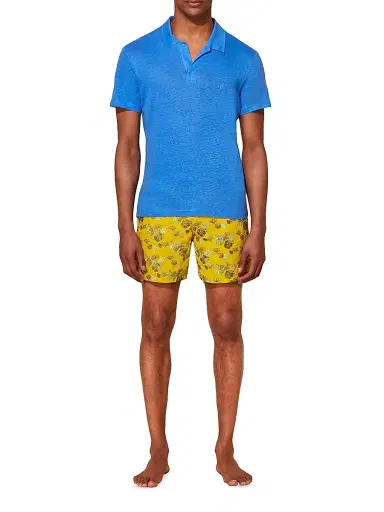 Vilebrequin Men's Pyramid Linen Polo Shirt - Faience | Thumbnail 2