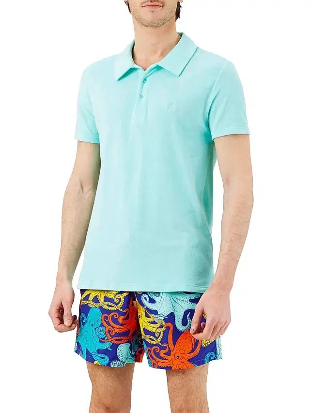 Vilebrequin Men's Organic Cotton Terry Polo Shirt - Lagon