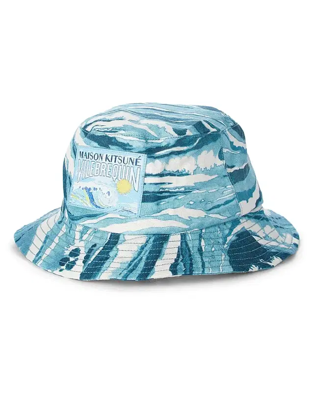 Vilebrequin Men's x Maison Kitsuné Boheme Wave Cotton Bucket Hat - Blue