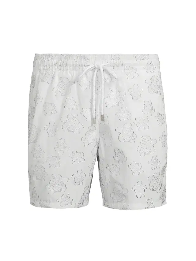 Vilebrequin Men's Metallic Jacquard Swim Shorts - Off White