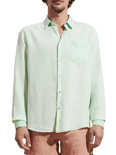 Vilebrequin Men's Caroubis Linen Shirt - Vert | Thumbnail 3