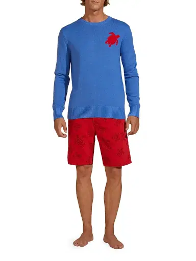 Vilebrequin Men's Rayol Logo Cotton-Blend Crewneck Sweater - Sea Blue | Thumbnail 2