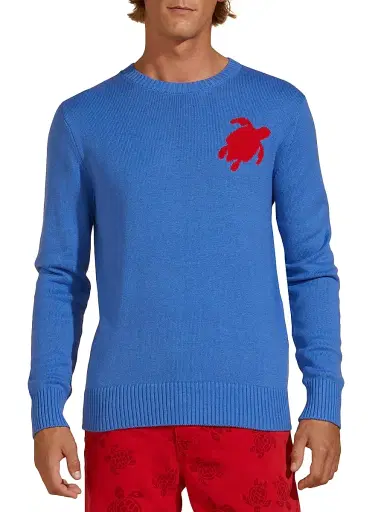 Vilebrequin Men's Rayol Logo Cotton-Blend Crewneck Sweater - Sea Blue | Thumbnail 4