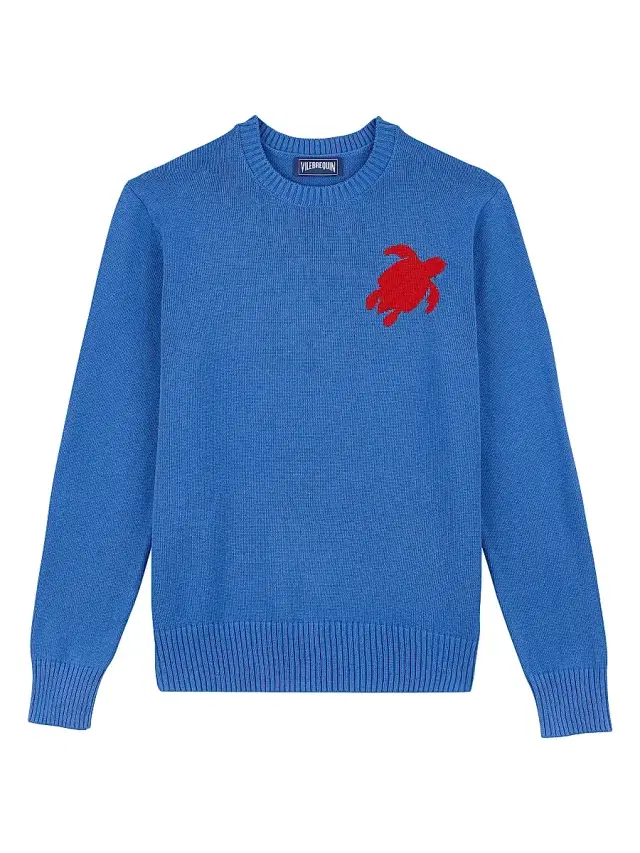 Vilebrequin Men's Rayol Logo Cotton-Blend Crewneck Sweater - Sea Blue