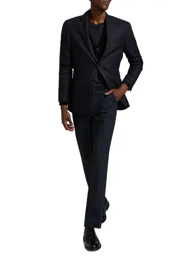 Emporio Armani Men's Patch Pocket Plaid Wool Sport Coat - Navy - Size 42 | Thumbnail 2 Emporio Armani Men's Patch Pocket Plaid Wool Sport Coat - Navy - Size 42 | Thumbnail 2