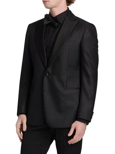 Giorgio Armani Men's Printed Dinner Jacket - Black | Thumbnail 4