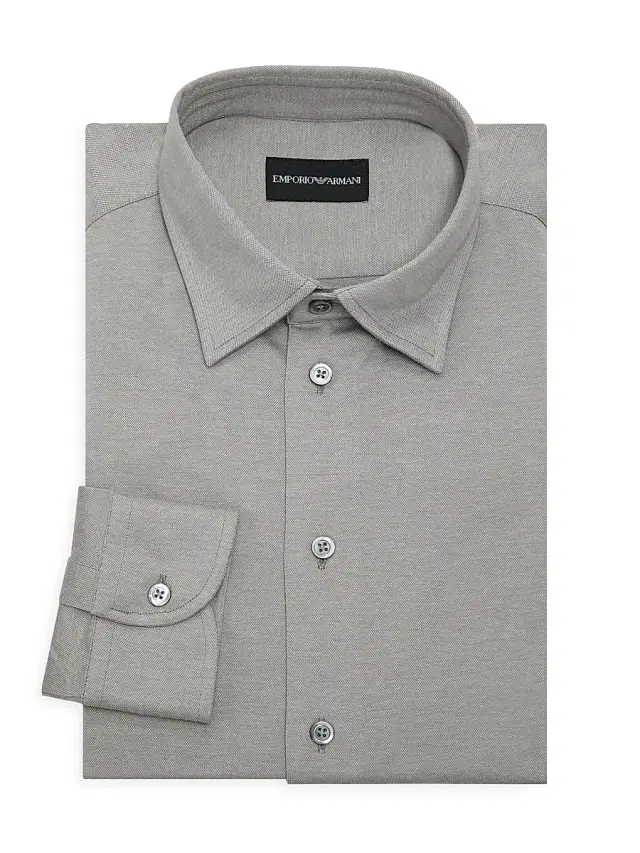 Men's Cotton Sport Shirt - Beige Medium Melange