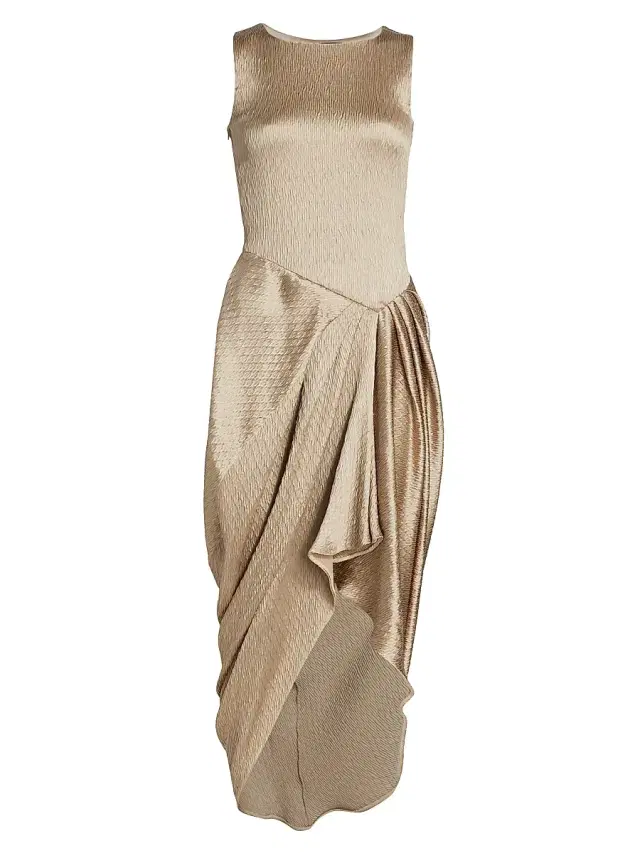 Giorgio Armani Women's Textured Draped Dress - Cobble Stone