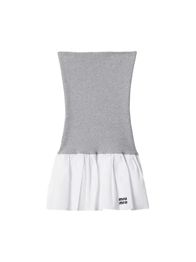 Women's Poplin and Jersey Mini Skirt - Grey White