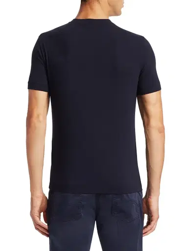 Giorgio Armani Men's Basic Crewneck Tee - Navy - Size 40 | Thumbnail 5