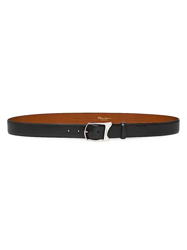 Santoni Men's Leather Belt - Black