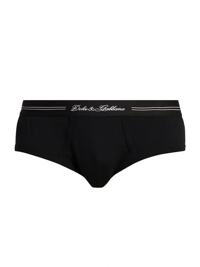 Dolce & Gabbana Men's Brando Logo Cotton-Blend Briefs - Black