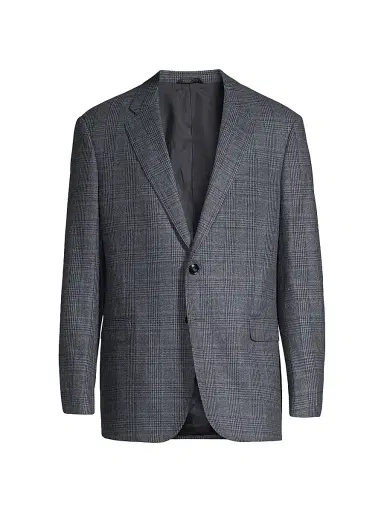 Giorgio Armani Men's Plaid Wool-Cashmere Sport Coat - Blue Brown - Size 42 | Thumbnail 1
