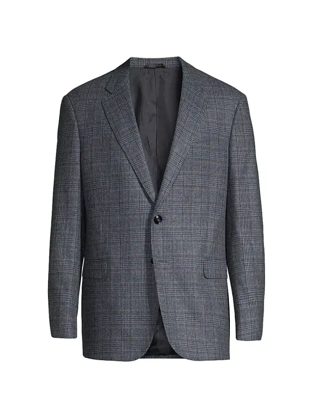 Giorgio Armani Men's Plaid Wool-Cashmere Sport Coat - Blue Brown