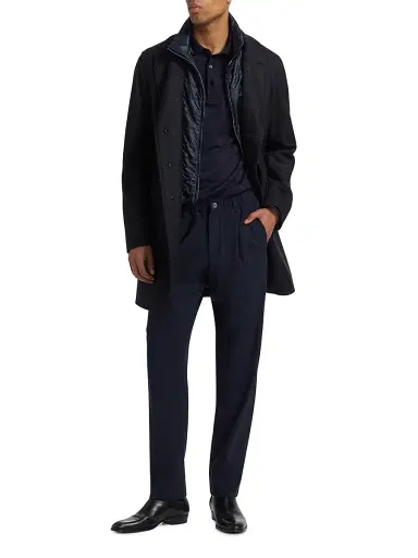 Herno Men's Herringbone Wool-Blend Coat - Blue Navy | Thumbnail 2 Herno Men's Herringbone Wool-Blend Coat - Blue Navy | Thumbnail 2