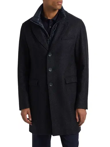 Herno Men's Herringbone Wool-Blend Coat - Blue Navy | Thumbnail 3 Herno Men's Herringbone Wool-Blend Coat - Blue Navy | Thumbnail 3