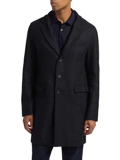 Herno Men's Herringbone Wool-Blend Coat - Blue Navy | Thumbnail 6 Herno Men's Herringbone Wool-Blend Coat - Blue Navy | Thumbnail 6