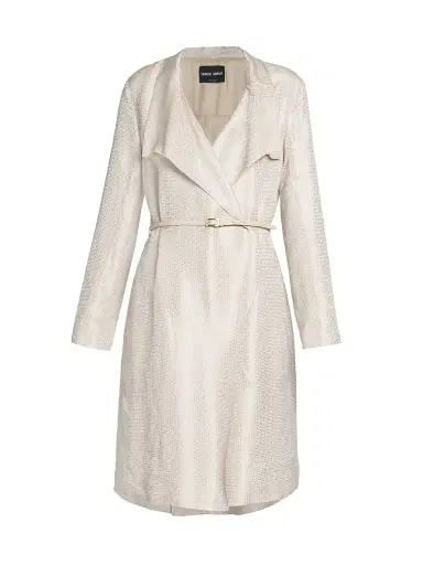 Giorgio Armani Women's Belted Metallic Jacquard Jacket - Gold - Size 12 | Thumbnail 1 Giorgio Armani Women's Belted Metallic Jacquard Jacket - Gold - Size 12 | Thumbnail 1