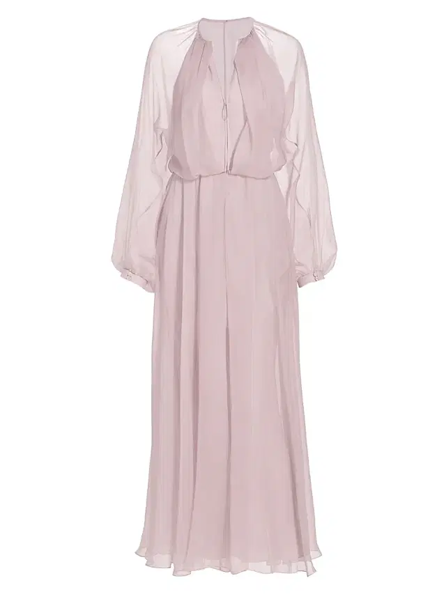 Giorgio Armani Women's Blouson Zip-Front Silk Gown - Lilac