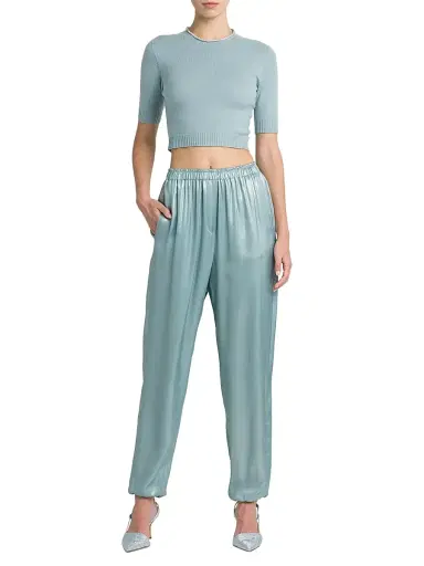 Giorgio Armani Women's Laminated Satin Joggers | Thumbnail 2 Giorgio Armani Women's Laminated Satin Joggers | Thumbnail 2