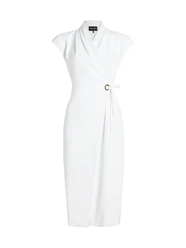 Giorgio Armani Women's Cap-Sleeve Cady Wrap Midi-Dress - White