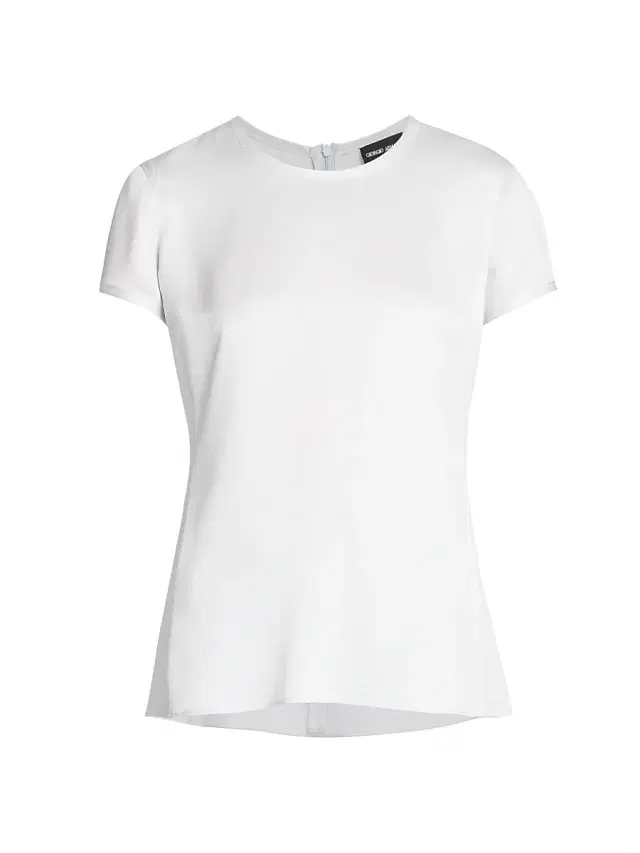 Giorgio Armani Women's Silk Short-Sleeve Shirt - Ice